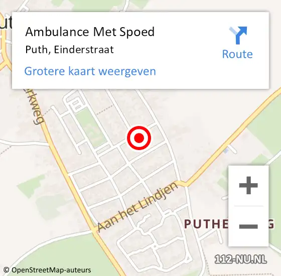 Locatie op kaart van de 112 melding: Ambulance Met Spoed Naar Puth, Einderstraat op 20 december 2013 11:29