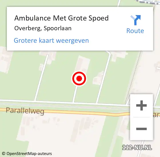 Locatie op kaart van de 112 melding: Ambulance Met Grote Spoed Naar Overberg, Spoorlaan op 6 juli 2016 09:51