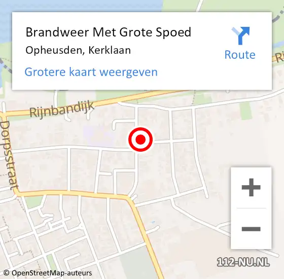 Locatie op kaart van de 112 melding: Brandweer Met Grote Spoed Naar Opheusden, Kerklaan op 20 december 2013 11:31