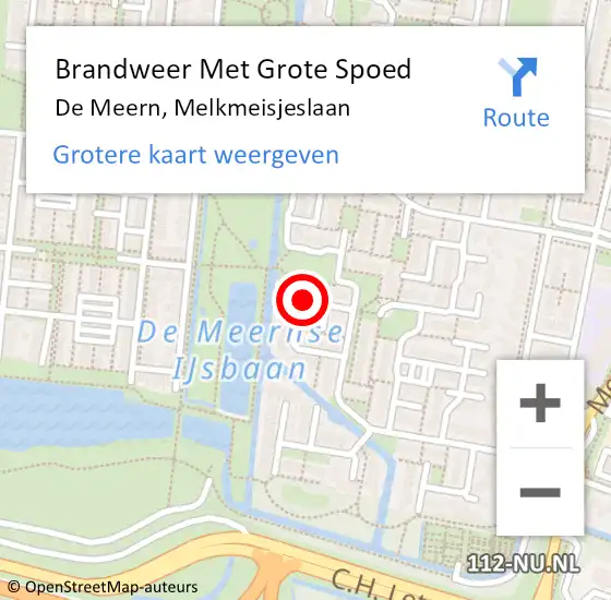 Locatie op kaart van de 112 melding: Brandweer Met Grote Spoed Naar De Meern, Melkmeisjeslaan op 6 juli 2016 10:29