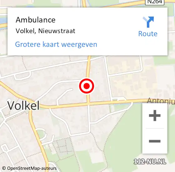 Locatie op kaart van de 112 melding: Ambulance Volkel, Nieuwstraat op 6 juli 2016 10:36