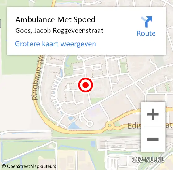 Locatie op kaart van de 112 melding: Ambulance Met Spoed Naar Goes, Jacob Roggeveenstraat op 6 juli 2016 11:36