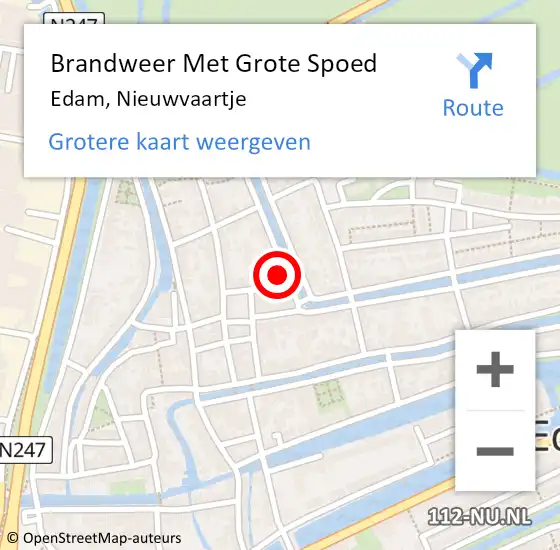 Locatie op kaart van de 112 melding: Brandweer Met Grote Spoed Naar Edam, Nieuwvaartje op 6 juli 2016 13:06