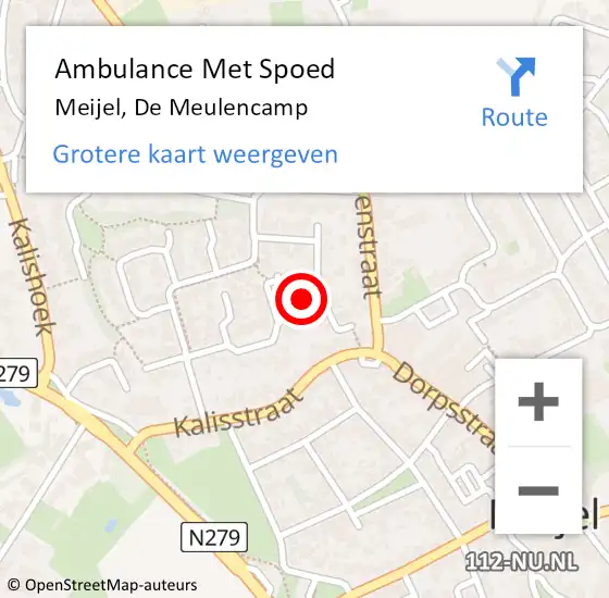 Locatie op kaart van de 112 melding: Ambulance Met Spoed Naar Meijel, De Meulencamp op 6 juli 2016 13:25