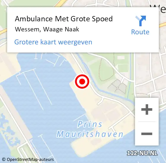 Locatie op kaart van de 112 melding: Ambulance Met Grote Spoed Naar Wessem, Waage Naak op 6 juli 2016 13:51