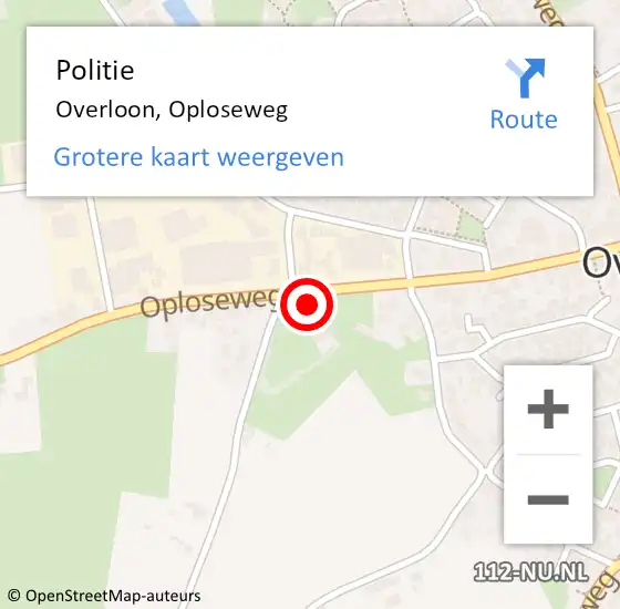 Locatie op kaart van de 112 melding: Politie Overloon, Oploseweg op 6 juli 2016 14:31