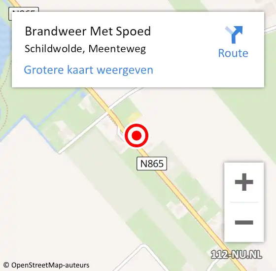 Locatie op kaart van de 112 melding: Brandweer Met Spoed Naar Schildwolde, Meenteweg op 6 juli 2016 14:45