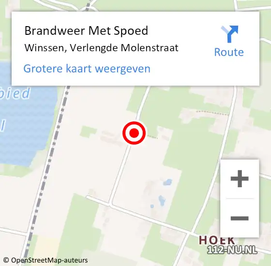 Locatie op kaart van de 112 melding: Brandweer Met Spoed Naar Winssen, Verlengde Molenstraat op 6 juli 2016 14:58