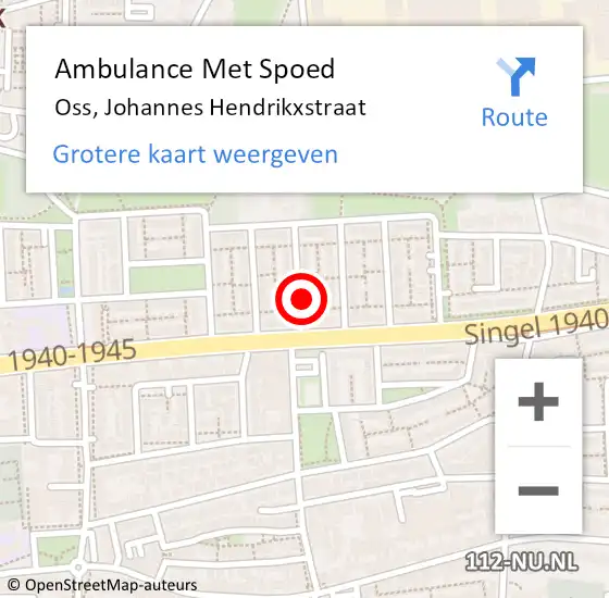 Locatie op kaart van de 112 melding: Ambulance Met Spoed Naar Oss, Johannes Hendrikxstraat op 6 juli 2016 15:06