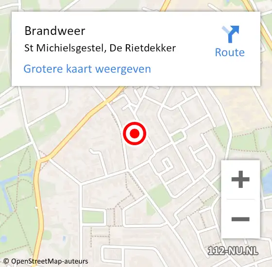 Locatie op kaart van de 112 melding: Brandweer St Michielsgestel, De Rietdekker op 20 december 2013 11:56