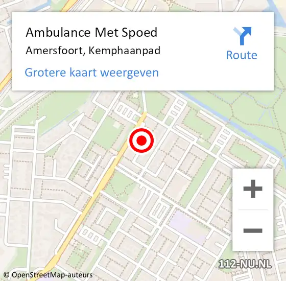 Locatie op kaart van de 112 melding: Ambulance Met Spoed Naar Amersfoort, Kemphaanpad op 6 juli 2016 16:14