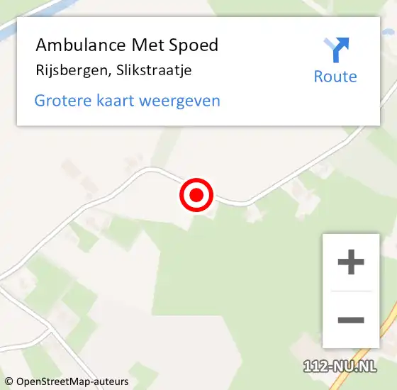 Locatie op kaart van de 112 melding: Ambulance Met Spoed Naar Rijsbergen, Slikstraatje op 6 juli 2016 17:42