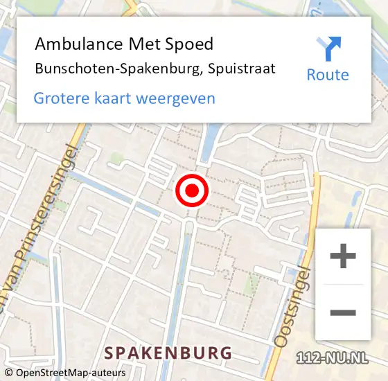 Locatie op kaart van de 112 melding: Ambulance Met Spoed Naar Bunschoten-Spakenburg, Spuistraat op 6 juli 2016 18:17