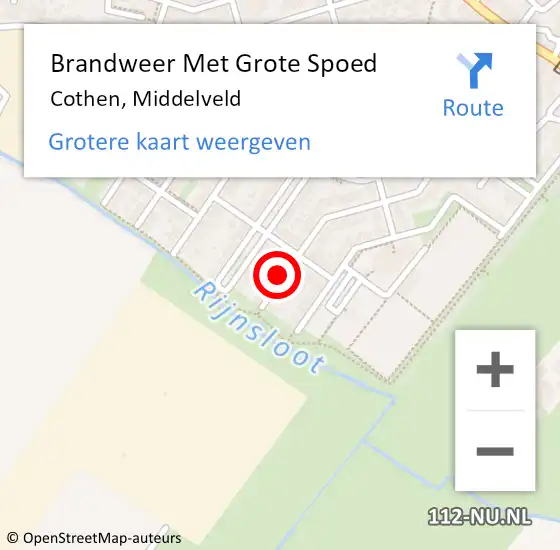 Locatie op kaart van de 112 melding: Brandweer Met Grote Spoed Naar Cothen, Middelveld op 6 juli 2016 18:59