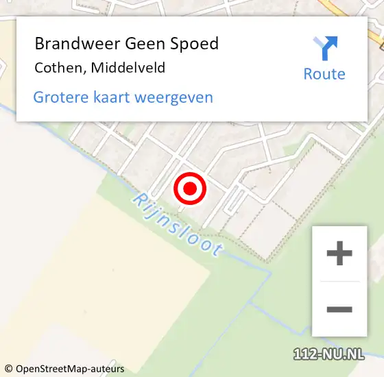 Locatie op kaart van de 112 melding: Brandweer Geen Spoed Naar Cothen, Middelveld op 6 juli 2016 19:00