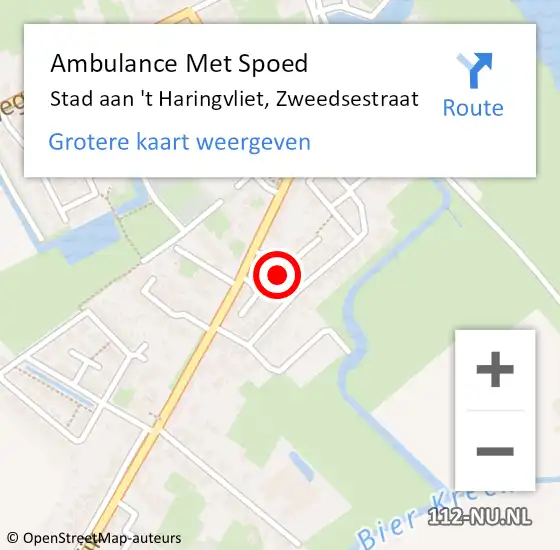 Locatie op kaart van de 112 melding: Ambulance Met Spoed Naar Stad aan 't Haringvliet, Zweedsestraat op 6 juli 2016 19:53