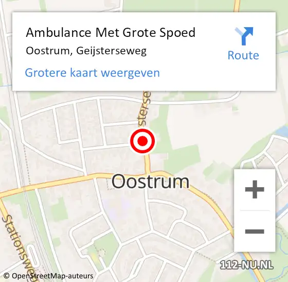 Locatie op kaart van de 112 melding: Ambulance Met Grote Spoed Naar Oostrum, Geijsterseweg op 6 juli 2016 20:00