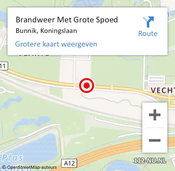 Locatie op kaart van de 112 melding: Brandweer Met Grote Spoed Naar Bunnik, Koningslaan op 6 juli 2016 20:33