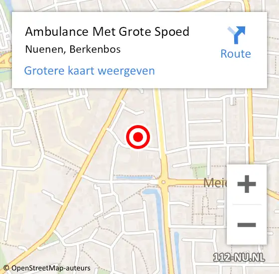 Locatie op kaart van de 112 melding: Ambulance Met Grote Spoed Naar Nuenen, Berkenbos op 6 juli 2016 21:31