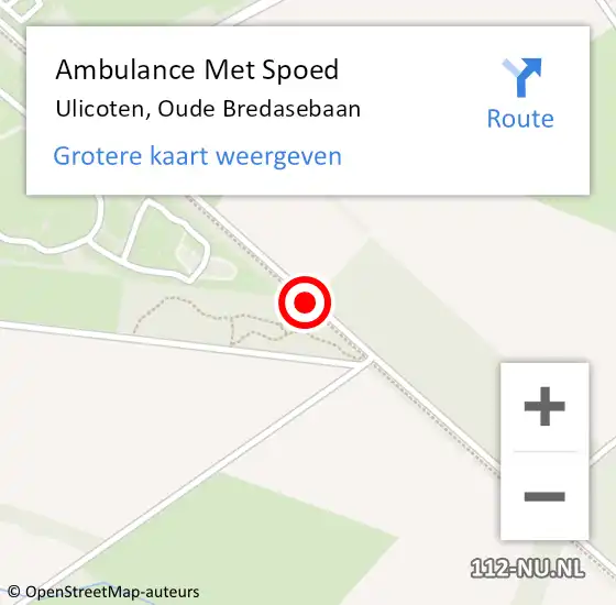 Locatie op kaart van de 112 melding: Ambulance Met Spoed Naar Ulicoten, Oude Bredasebaan op 6 juli 2016 21:41