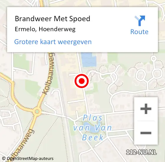 Locatie op kaart van de 112 melding: Brandweer Met Spoed Naar Ermelo, Hoenderweg op 6 juli 2016 22:53