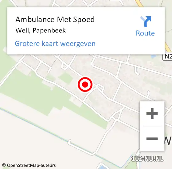 Locatie op kaart van de 112 melding: Ambulance Met Spoed Naar Well, Papenbeek op 20 december 2013 12:30