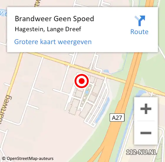 Locatie op kaart van de 112 melding: Brandweer Geen Spoed Naar Hagestein, Lange Dreef op 7 juli 2016 02:05