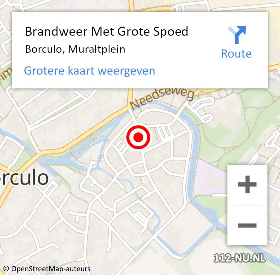 Locatie op kaart van de 112 melding: Brandweer Met Grote Spoed Naar Borculo, Muraltplein op 7 juli 2016 04:17