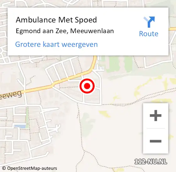 Locatie op kaart van de 112 melding: Ambulance Met Spoed Naar Egmond aan Zee, Meeuwenlaan op 7 juli 2016 05:02