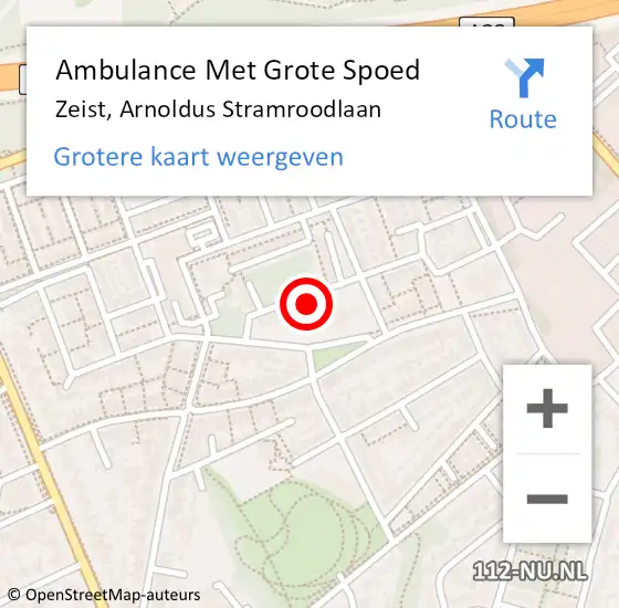 Locatie op kaart van de 112 melding: Ambulance Met Grote Spoed Naar Zeist, Arnoldus Stramroodlaan op 7 juli 2016 07:23