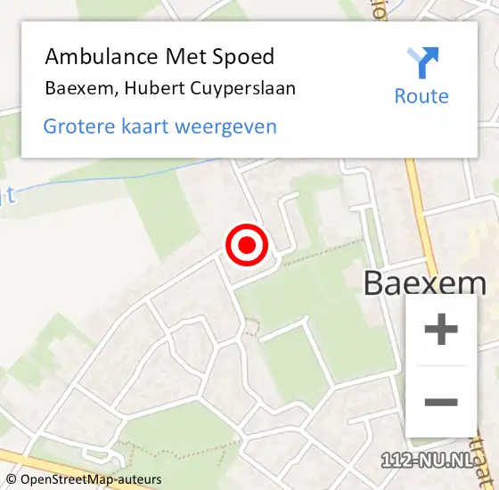 Locatie op kaart van de 112 melding: Ambulance Met Spoed Naar Baexem, Hubert Cuyperslaan op 7 juli 2016 08:11