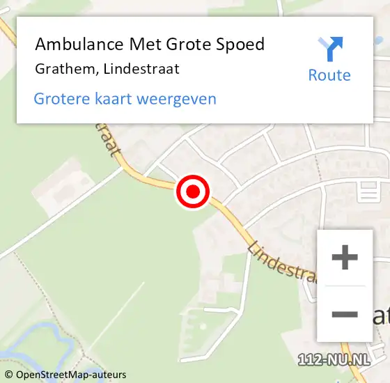 Locatie op kaart van de 112 melding: Ambulance Met Grote Spoed Naar Grathem, Lindestraat op 7 juli 2016 09:10