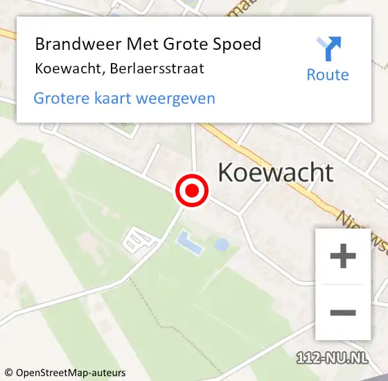 Locatie op kaart van de 112 melding: Brandweer Met Grote Spoed Naar Koewacht, Berlaersstraat op 7 juli 2016 10:17