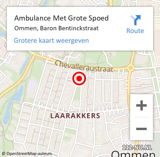 Locatie op kaart van de 112 melding: Ambulance Met Grote Spoed Naar Ommen, Baron Bentinckstraat op 7 juli 2016 10:34