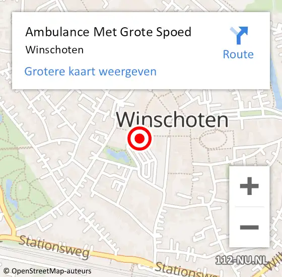 Locatie op kaart van de 112 melding: Ambulance Met Grote Spoed Naar Winschoten, Inzet op 7 juli 2016 10:57