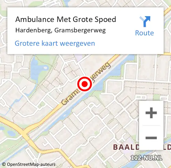 Locatie op kaart van de 112 melding: Ambulance Met Grote Spoed Naar Hardenberg, Gramsbergerweg op 7 juli 2016 11:36