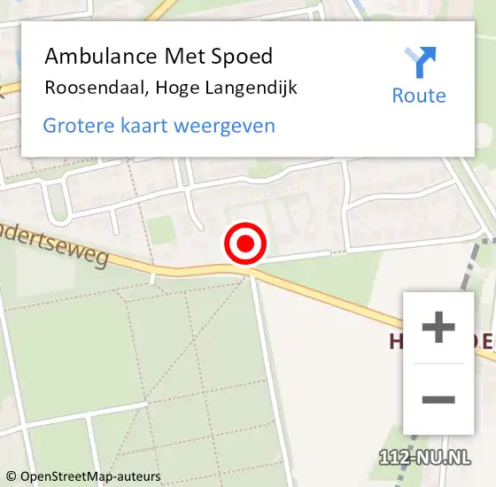 Locatie op kaart van de 112 melding: Ambulance Met Spoed Naar Roosendaal, Hoge Langendijk op 7 juli 2016 13:52