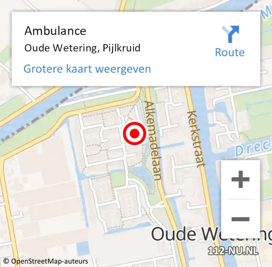 Locatie op kaart van de 112 melding: Ambulance Oude Wetering, Pijlkruid op 7 juli 2016 15:03