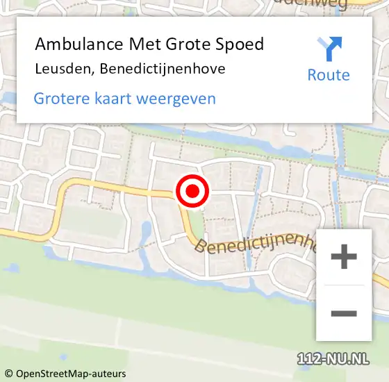 Locatie op kaart van de 112 melding: Ambulance Met Grote Spoed Naar Leusden, Benedictijnenhove op 7 juli 2016 15:13