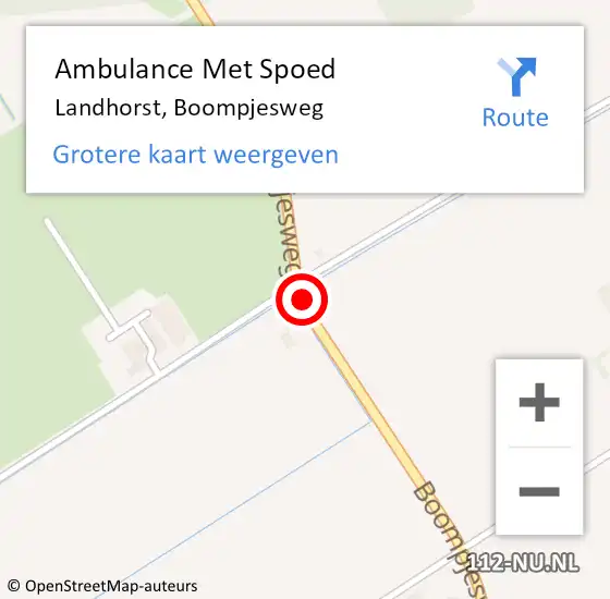 Locatie op kaart van de 112 melding: Ambulance Met Spoed Naar Landhorst, Boompjesweg op 7 juli 2016 15:14