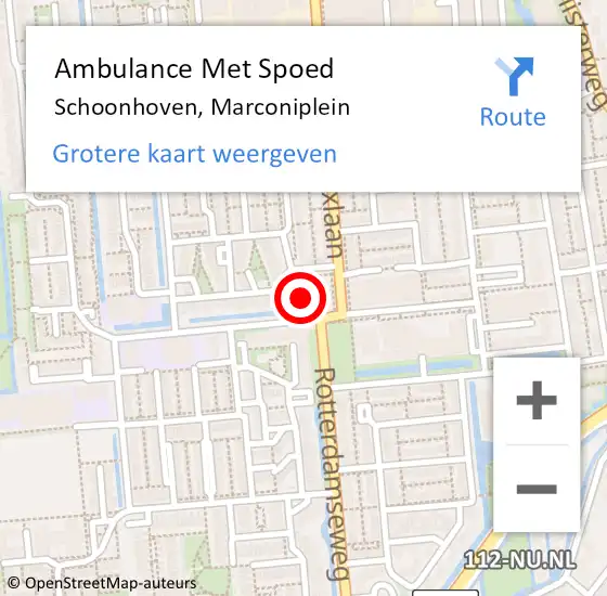 Locatie op kaart van de 112 melding: Ambulance Met Spoed Naar Schoonhoven, Marconiplein op 7 juli 2016 15:18