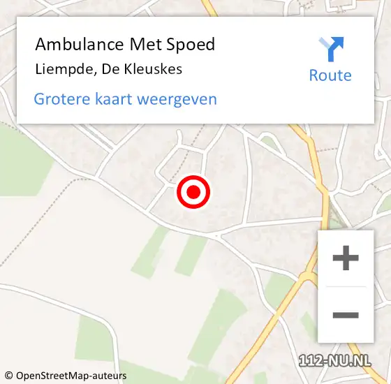 Locatie op kaart van de 112 melding: Ambulance Met Spoed Naar Liempde, De Kleuskes op 7 juli 2016 15:33