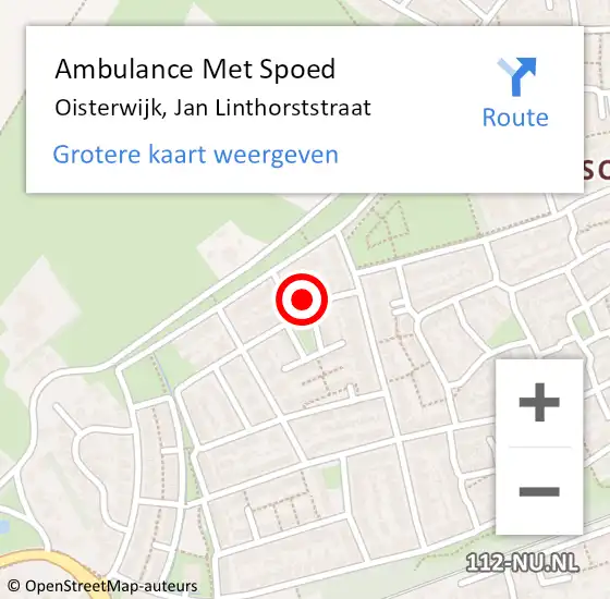 Locatie op kaart van de 112 melding: Ambulance Met Spoed Naar Oisterwijk, Jan Linthorststraat op 7 juli 2016 16:15