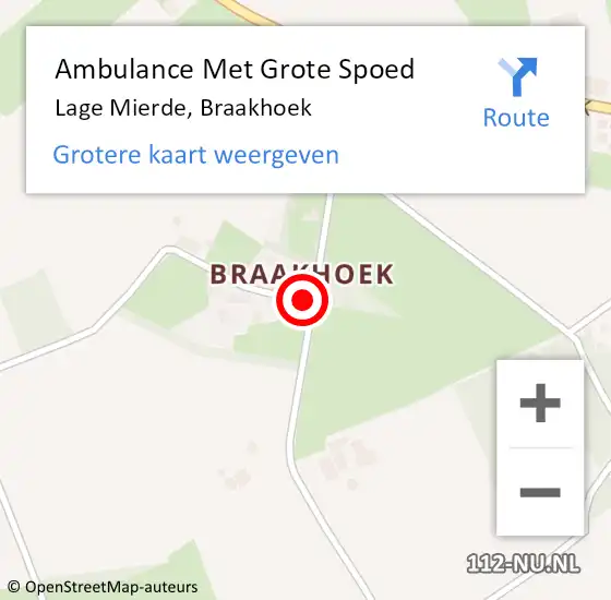 Locatie op kaart van de 112 melding: Ambulance Met Grote Spoed Naar Lage Mierde, Braakhoek op 7 juli 2016 16:21