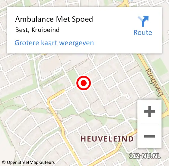 Locatie op kaart van de 112 melding: Ambulance Met Spoed Naar Best, Kruipeind op 7 juli 2016 16:32