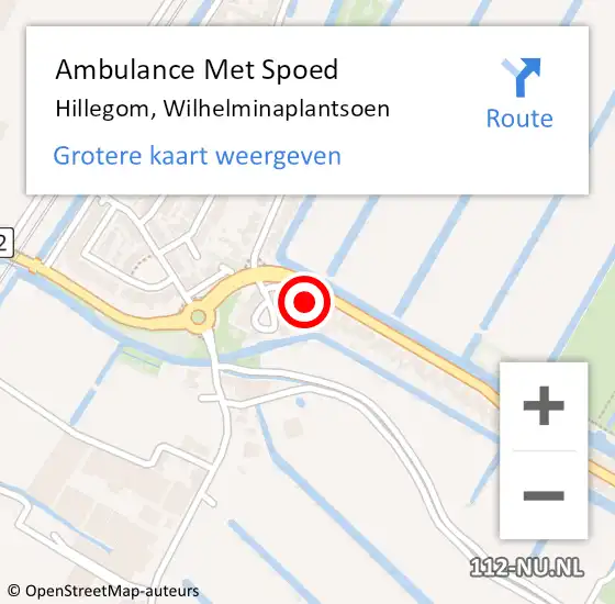 Locatie op kaart van de 112 melding: Ambulance Met Spoed Naar Hillegom, Wilhelminaplantsoen op 7 juli 2016 17:07