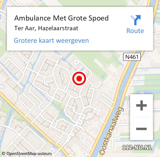 Locatie op kaart van de 112 melding: Ambulance Met Grote Spoed Naar Ter Aar, Hazelaarstraat op 20 december 2013 13:28