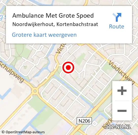 Locatie op kaart van de 112 melding: Ambulance Met Grote Spoed Naar Noordwijkerhout, Kortenbachstraat op 7 juli 2016 18:09