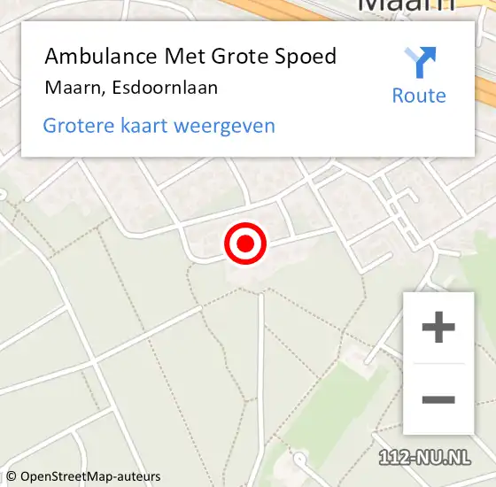 Locatie op kaart van de 112 melding: Ambulance Met Grote Spoed Naar Maarn, Esdoornlaan op 7 juli 2016 18:55