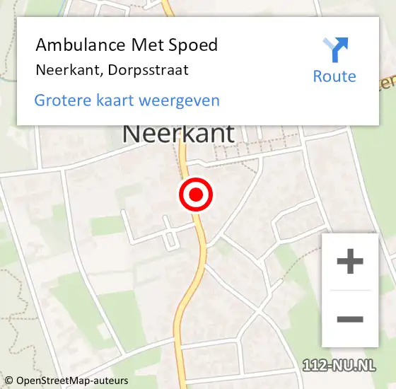 Locatie op kaart van de 112 melding: Ambulance Met Spoed Naar Neerkant, Dorpsstraat op 7 juli 2016 20:21